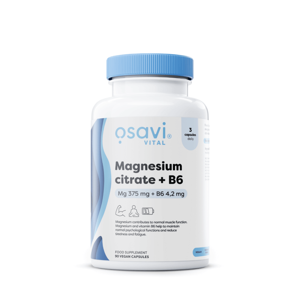 Magnesium Citrate + B6, 375mg + 4.2mg, 90 vcaps