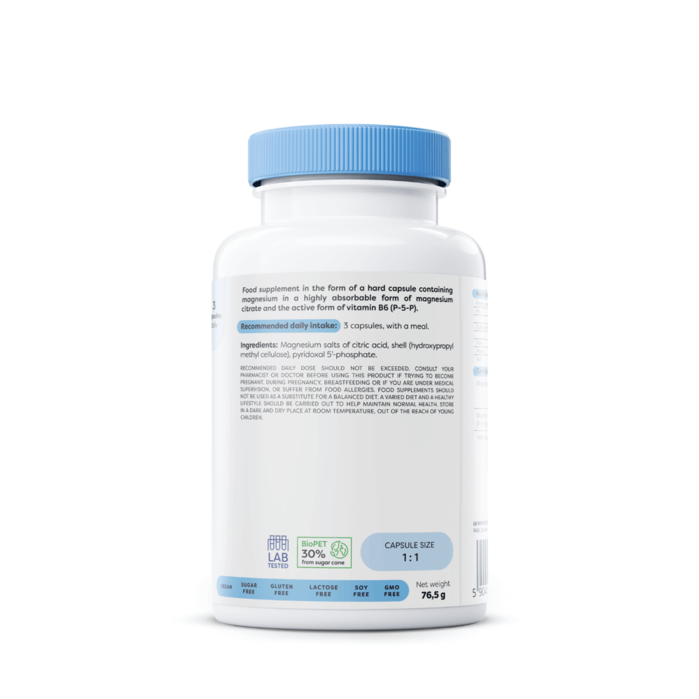 Magnesium Citrate + B6, 375mg + 4.2mg, 90 vcaps — изображение 2