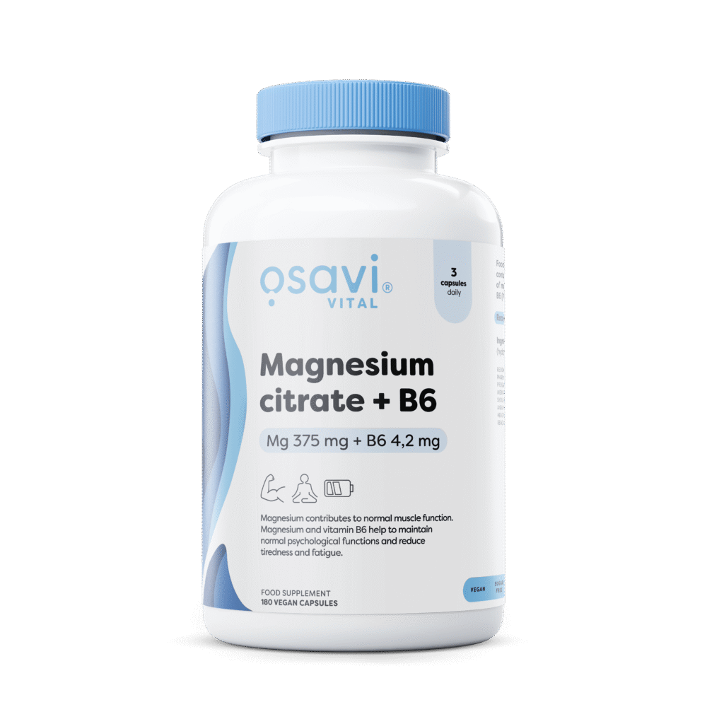 Magnesium Citrate + B6, 375mg + 4.2mg, 180 vcaps