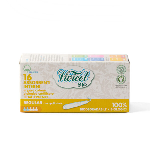 Эко-тампоны NORMAL с аппликатором из органического хлопка, 16 шт. — Vivicot