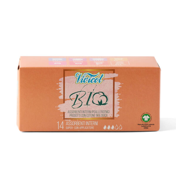 Эко-тампоны SUPER с аппликатором из органического хлопка, 14 шт. — Vivicot