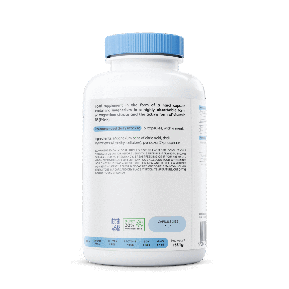 Magnesium Citrate + B6, 375mg + 4.2mg, 180 vcaps — изображение 3