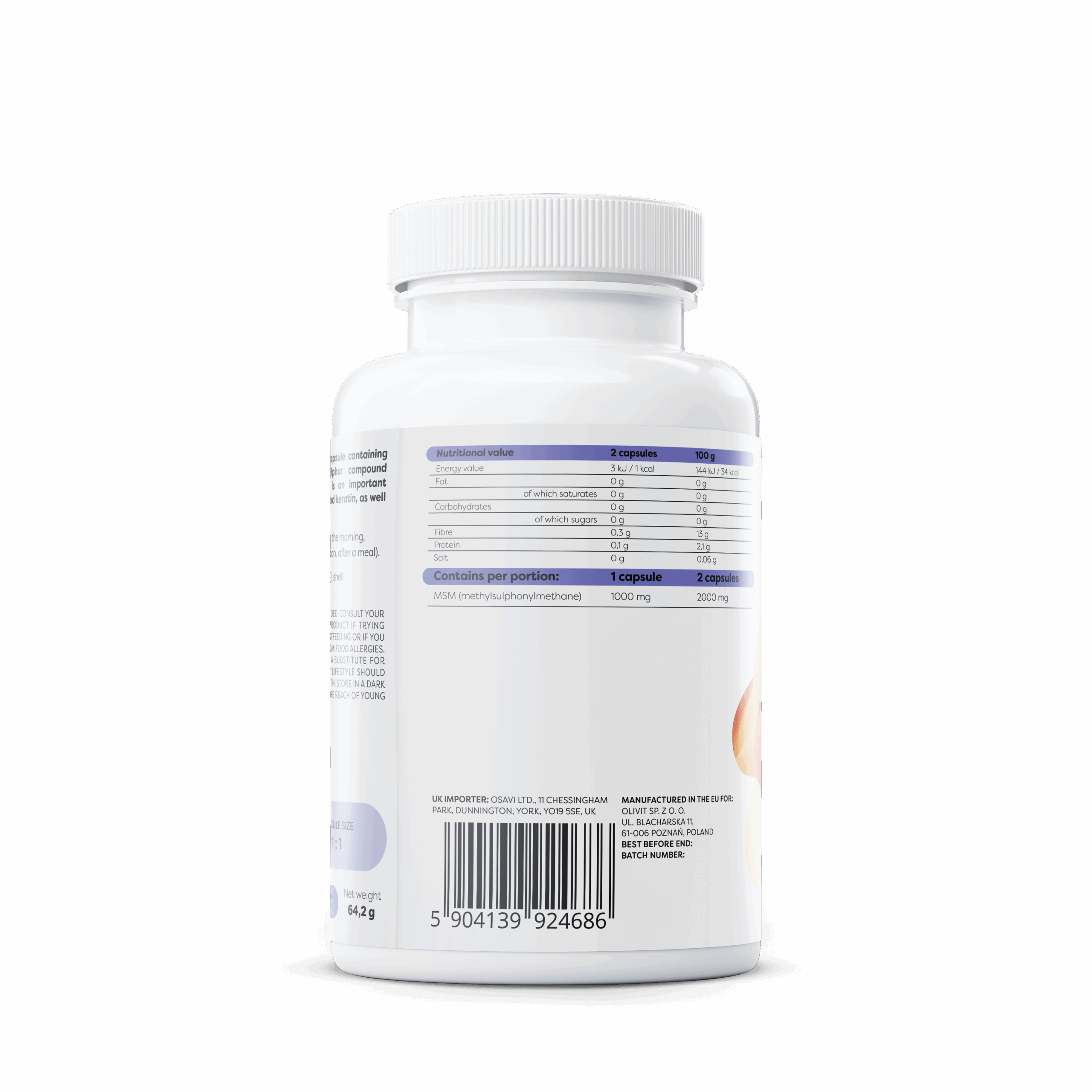 MSM, 1000mg - 60 capsules — изображение 2