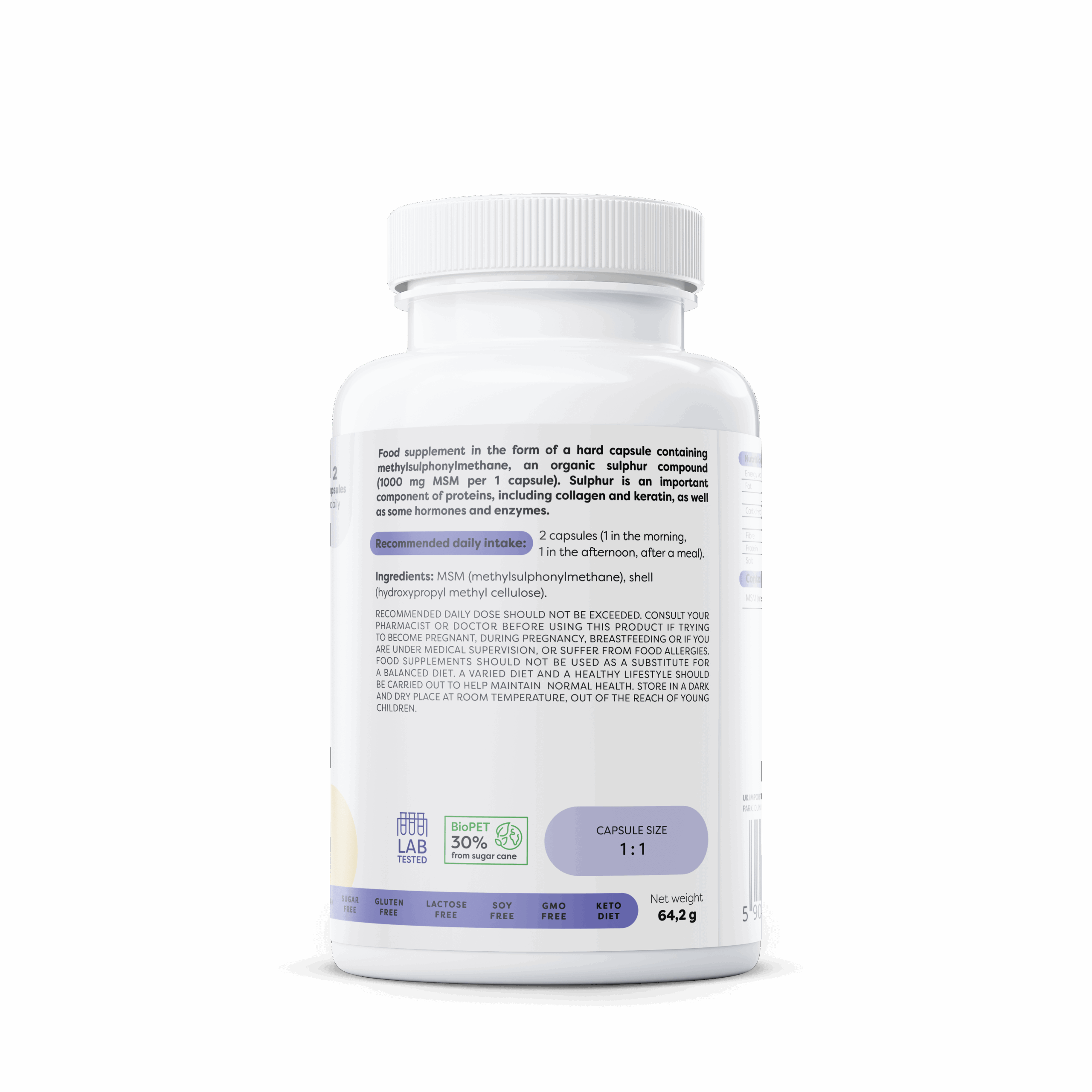 MSM, 1000mg - 60 capsules — изображение 3