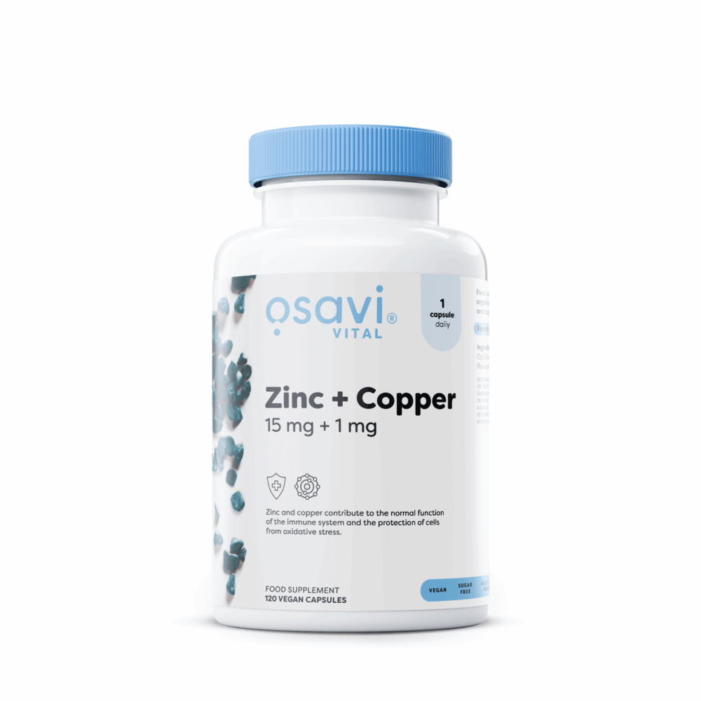 Zinc + Copper, 15 mg + 1 mg - 120 Vegan Capsules