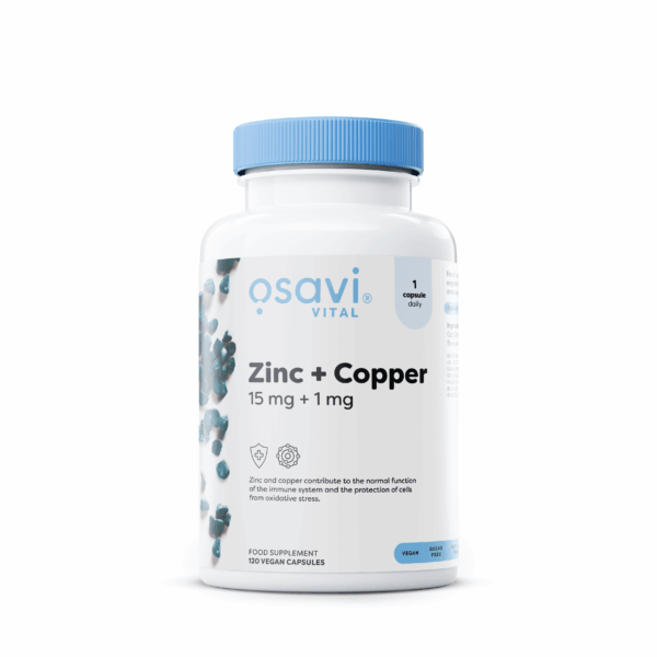 Zinc + Copper, 15 mg + 1 mg - 120 Vegan Capsules