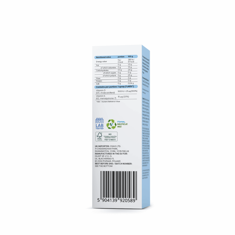 Vitamin D3 + K2 Oral Spray, 25 ml - Peppermint Flavour — изображение 2