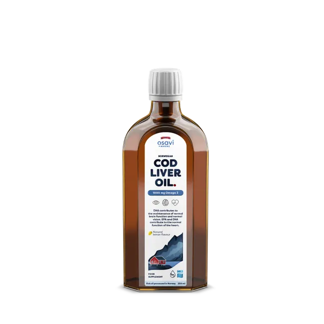 Norwegian Cod Liver Oil, 1000mg Omega 3 (Lemon) – 250 ml.