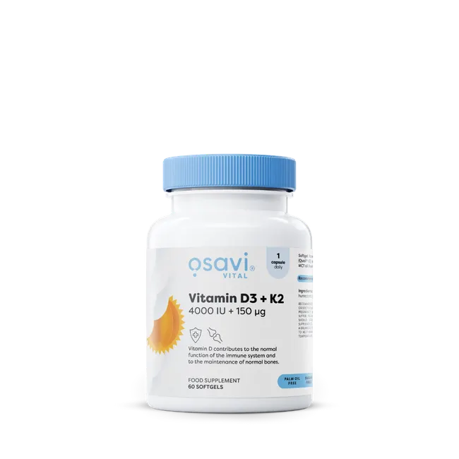 Vitamin D3 + K2, 4000IU + 150mcg - 60 softgels